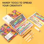 Grabie Watercolor Paint Set, Watercolor Paints, 168 Colors, Painting Set of Coloring Book, Water Brushes and Drawing Pencil, Art Supplies, Perfect Starter Kit for Watercolor Painting