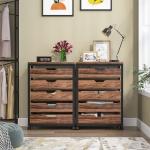 Tribesigns 5 Drawer Chest, Wood Storage Dresser Cabinet with Wheels, Industrial Storage Drawer Organizer Cart for Office Bedroom Entryway (Rustic Brown, 1 PC)