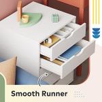 DEVAISE 5-Drawer Chest, Wood Storage file Cabinet with Wheels, White