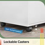 DEVAISE 5-Drawer Chest, Wood Storage file Cabinet with Wheels, White