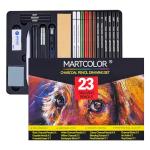 MARTCOLOR Charcoal Drawing Set, Set of 23, Graphite Pencils, Black & White Charcoal Pencils for Drawing, Sketching, Shading, Blending, Artist Pencils for Beginners & Pro Artists ﻿