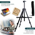 Large Deluxe Artist Painting Set, 141-Piece Professional Art Paint Supplies Kit w/Aluminum Field & Wood Table Easel for Adults, Acrylic, Oil, Watercolor Paints, Brushes, Canvases, Sketch Pads & More