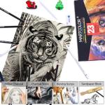 MARTCOLOR Charcoal Drawing Set, Set of 23, Graphite Pencils, Black & White Charcoal Pencils for Drawing, Sketching, Shading, Blending, Artist Pencils for Beginners & Pro Artists ﻿