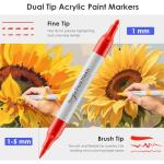 80 Colors Dual Tip Acrylic Paint Markers, Fabric Markers, Brush Tip Permanent Acrylic Paint Pens for Wood, Glass, Rocks, Paper, Coloring book,Ceramic,DIY Crafts for Adults,Kids and Art School Supplies