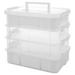 CraftGenes Craft Organizers and Storage, 11QT 4-Layer Durable Sewing Organizer for Sewing Supplies with 2 Removable Trays, DIY Kit Container for Seasonal Decor, Tool, Scrapbook and Art Supplies