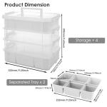 CraftGenes Craft Organizers and Storage, 11QT 4-Layer Durable Sewing Organizer for Sewing Supplies with 2 Removable Trays, DIY Kit Container for Seasonal Decor, Tool, Scrapbook and Art Supplies