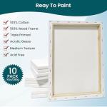 COLORAINN Stretched Canvas – Multi Pack Set of 10 PCs: 4 of 8x10, 3 of 9x12 & 3 of 11x14 Inch - 10 Oz, 5/8" Profile, Premium Primed Canvases for Acrylic, Oil, Watercolor Painting