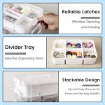 CraftGenes Craft Organizers and Storage, 11QT 4-Layer Durable Sewing Organizer for Sewing Supplies with 2 Removable Trays, DIY Kit Container for Seasonal Decor, Tool, Scrapbook and Art Supplies