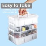 CraftGenes Craft Organizers and Storage, 11QT 4-Layer Durable Sewing Organizer for Sewing Supplies with 2 Removable Trays, DIY Kit Container for Seasonal Decor, Tool, Scrapbook and Art Supplies