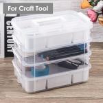 CraftGenes Craft Organizers and Storage, 11QT 4-Layer Durable Sewing Organizer for Sewing Supplies with 2 Removable Trays, DIY Kit Container for Seasonal Decor, Tool, Scrapbook and Art Supplies