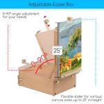 MEEDEN Large Tabletop Easel Sketchbox, Adjustable Solid Beech Wood Desktop Easel Box, Travel Easel for Artists, Table Top easels for Painting, Wooden Art Storage Box for Artist, Adults & Beginners
