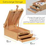 MEEDEN Large Tabletop Easel Sketchbox, Adjustable Solid Beech Wood Desktop Easel Box, Travel Easel for Artists, Table Top easels for Painting, Wooden Art Storage Box for Artist, Adults & Beginners