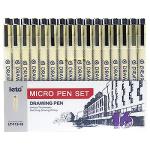 Muchcute Micro Fineliner Drawing Art Pens: 16 Black Fine Line Waterproof Ink Set Artist Supplies Archival Inking Markers Liner Professional Sketch Outline Anime Sketching Watercolor Zentangle Stuff