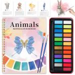 Watercolor Workbook - Coloring Book Beginner Friendly Painting Kit, Watercolor Workbooks for Adults with 24 Colors Paint, Exploration Gift for Adults Teens (Animals)