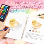 Watercolor Workbook - Coloring Book Beginner Friendly Painting Kit, Watercolor Workbooks for Adults with 24 Colors Paint, Exploration Gift for Adults Teens (Animals)
