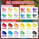 40 Pcs Classic & Metallic & Pastel Acrylic Paint Set with 12 Brushes, 2 Knives & Palette, 24 Colors (2oz/60ml) - for Adults, Kids, Artists & Beginners - Arts and Crafts Painting Kit