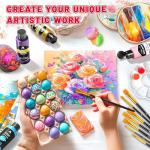 40 Pcs Classic & Metallic & Pastel Acrylic Paint Set with 12 Brushes, 2 Knives & Palette, 24 Colors (2oz/60ml) - for Adults, Kids, Artists & Beginners - Arts and Crafts Painting Kit