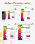 VEVOR Canvas Boards for Painting, 32 Pack White Painting Canvases Set - 5x7, 8x10, 9x12, 11x14 Painting Canvas Panels for Acrylic and Oil Painting, Watercolor, Paint Canvas for Kids and Professionals
