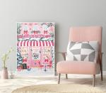 Pink Christmas Shop Diamond Art Kits for Adults, Diamond Painting Kits for Adults for Beginners, DIY Diamond Dots Art Kits, 5D Full Round Drill Gem Art Painting Kits for Home Wall Decor, 12x16 inch