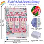 Pink Christmas Shop Diamond Art Kits for Adults, Diamond Painting Kits for Adults for Beginners, DIY Diamond Dots Art Kits, 5D Full Round Drill Gem Art Painting Kits for Home Wall Decor, 12x16 inch