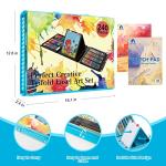 VigorFun Art Supplies, 240-Piece Drawing Art Kit, Gifts Art Set Case with Double Sided Trifold Easel, Includes Oil Pastels, Crayons, Colored Pencils, Watercolor Cakes, Sketch Pad (Blue)