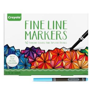 Crayola Fine Line Markers For Adults (40 Count), Skinny Markers For Adult Coloring Books, Thin Markers, Gift for Teens [Amazon Exclusive]