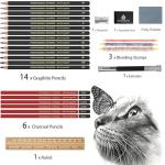 Heshengping Drawing Pencils Sketch Pencil Art Supplies Set for Kids Adults beginners Professional Sketching Art Graphite Charcoal Blending Stump Pencils kit