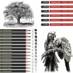 Heshengping Drawing Pencils Sketch Pencil Art Supplies Set for Kids Adults beginners Professional Sketching Art Graphite Charcoal Blending Stump Pencils kit