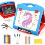 STEAM Life Tabletop Easel for Kids Art Easel for 3 4 5 Toddler Art Easel for Kids Chalkboard White Board for Kid Easel Set Dry Erase Board Portable Desktop Painting Easel