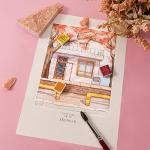 Paul Rubens Art Supplies Watercolor Paper, Hand-Made Paper Cold Press, 100% Cotton Rag with Glitter Sparkling Effect, Acid-Free Paper 140lb/300gsm, 7.67"x 5.31" for Wet & Dry Mixed Media, 20 Sheets