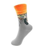 Famous Painting for Men's Art Patterned Casual Crew Socks (4 Pairs)