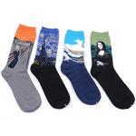 Famous Painting for Men's Art Patterned Casual Crew Socks (4 Pairs)