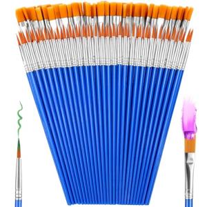 66 Pcs Small Paint Brushes Set - Slurrivate Round & Flat Brush Bulk for Detail Painting, Perfect for Acrylic, Watercolor, Canvas & Face Painting | Classroom, Kids & Artist Craft Supplies