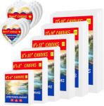 24-Pack Stretched Canvas Set in 8 Sizes – 100% Cotton with Natural Cottonseed Husk, 5/8” Deep Profile, Triple-Gesso Acid-Free White Canvas– for Acrylic, Oil & Mixed Media Painting