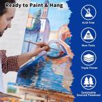 24-Pack Stretched Canvas Set in 8 Sizes – 100% Cotton with Natural Cottonseed Husk, 5/8” Deep Profile, Triple-Gesso Acid-Free White Canvas– for Acrylic, Oil & Mixed Media Painting