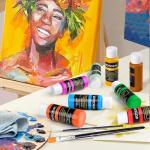 GOTIDEAL Acrylic Paint Set with Paint Brushes, 24 Colors(59ml, 2 oz) Art Craft Paint for Adults and Kids, Perfect for Artist, Beginner, Ideal for Wood, Canvas, Rocks, Outdoor Painting Supplies