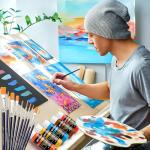 GOTIDEAL Acrylic Paint Set with Paint Brushes, 24 Colors(59ml, 2 oz) Art Craft Paint for Adults and Kids, Perfect for Artist, Beginner, Ideal for Wood, Canvas, Rocks, Outdoor Painting Supplies