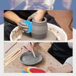 Feifeiya 2 Pack Non Drying Oil Based Modeling Clay 4 Pounds with 15 Pcs Pottery Sculpting Tool Set Non Hardening Reusable Sculpting Clay for Craft Projects for Beginners Artist(Gray)