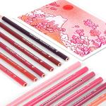 qianshan 12 Red Colored Pencils Oil Based Pre-sharpened Wooden Colored Pencil Set for Adults Coloring Books Drawing Sketching Art Supplies, No Duplicates