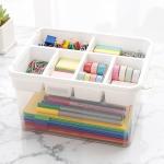 Citylife 17 QT Plastic Storage Box with Building Baseplate Lid and Removable Tray Craft Organizers and Storage Clear Storage Container for Organizing Bead, Tool, Sewing