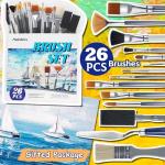 Halobios 26PCS Painting Brushes Set, 5 Sets of Professional Painting Brushes for Acrylic Painting, Artist Paintbrushes for Body Face Rock Canvas, Kids Adult Drawing Arts Crafts Supplies