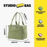 Soolla Studio Bag: Pottery Tool Bag, Art Supply Storage, Knitting Yarn Organizer, Crochet Projects, & Washable Craft Tote, 30 Pockets, 25+ Canvas Colors, Student Artist Gift (Ganja Green)