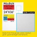 MEEDEN Stretched Canvas, 24 × 36 Inch, Pack of 2, Blank White Canvases for Painting, 100% Cotton, 15 oz Gesso-Primed, Pre-Stretched Canvas for Acrylic Oil Pouring & Airbrushing Painting