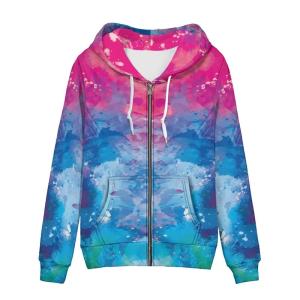 Garronmavis Gradient Oil Paintings Women's Hooded Sweatshirt Watercolor Painting Full Zip Up Y2K Hoodies Aesthetic Art Casual Workout Long Sleeve Crop Tops Zip Up Hoodie - 3XL