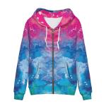 Garronmavis Gradient Oil Paintings Women's Hooded Sweatshirt Watercolor Painting Full Zip Up Y2K Hoodies Aesthetic Art Casual Workout Long Sleeve Crop Tops Zip Up Hoodie - 3XL