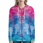 Garronmavis Gradient Oil Paintings Women's Hooded Sweatshirt Watercolor Painting Full Zip Up Y2K Hoodies Aesthetic Art Casual Workout Long Sleeve Crop Tops Zip Up Hoodie - 3XL