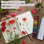 Watercolor Workbooks, Beginner Watercolor Painting Kit – 12 Colors Paint Set with Brush