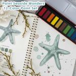 Watercolor Workbooks, Beginner Watercolor Painting Kit – 12 Colors Paint Set with Brush