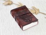 AzureGreen DOUBLE DRAGON Blank Page BOOK Handcrafted Leather Writing Unlined 5 x 7 JOURNAL (Brown)