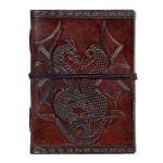 AzureGreen DOUBLE DRAGON Blank Page BOOK Handcrafted Leather Writing Unlined 5 x 7 JOURNAL (Brown)